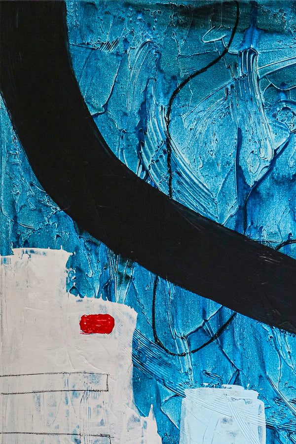 Blue Abstract Original Painting in Acrylic, Large Modern Canvas Wall Art for Ocean City | Atlantis (Square Ver.)