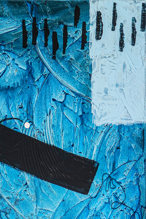 Blue Abstract Original Painting in Acrylic, Large Modern Canvas Wall Art for Ocean City | Atlantis (Square Ver.)