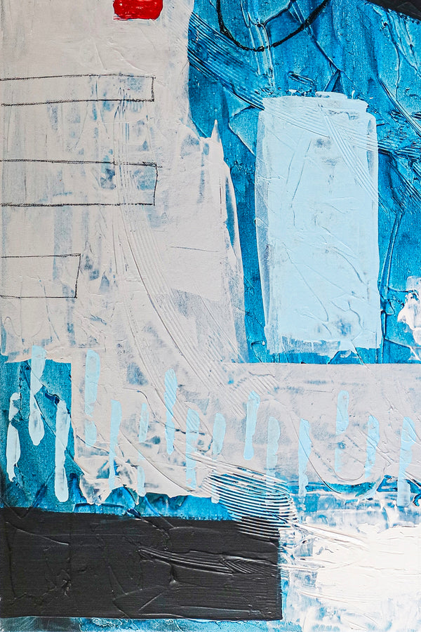 Blue-Themed Abstract Original Acrylic Painting, Large Modern Canvas Wall Art for Mysterious Oceanic City | Atlantis