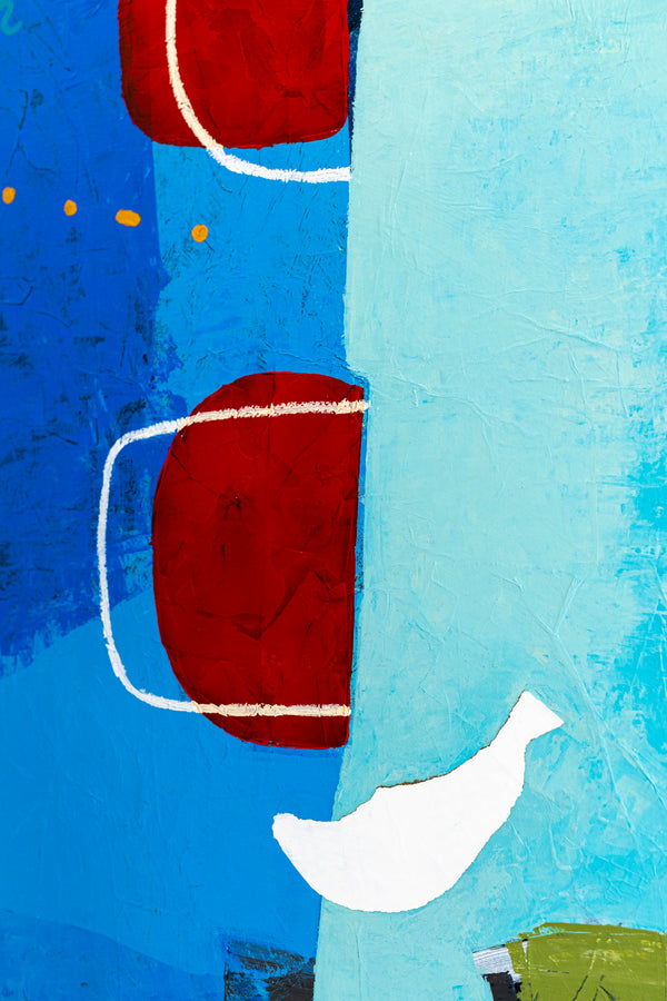 Lively Tale of Original Abstract Blue Painting, Contemporary Modern Abstract Canvas Wall Art | Azure myth (40"x40")