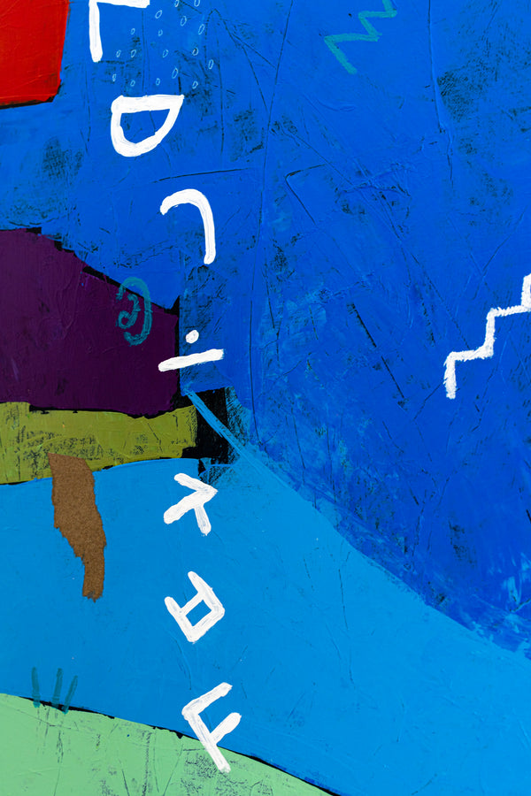 Lively Tale of Original Abstract Blue Painting, Contemporary Modern Abstract Canvas Wall Art | Azure myth (40"x40")