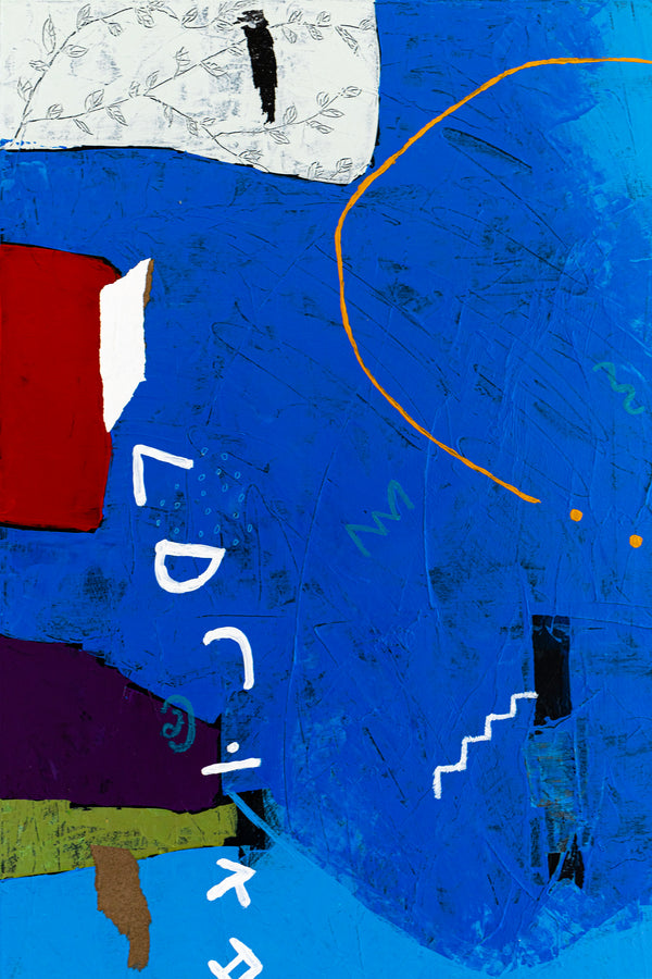 Lively Tale of Original Abstract Blue Painting, Contemporary Modern Abstract Canvas Wall Art | Azure myth (40"x40")