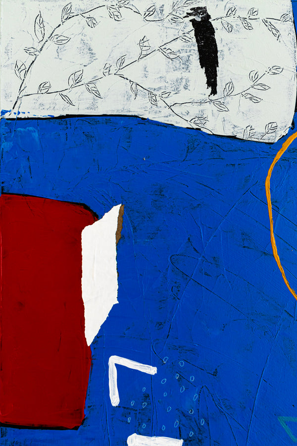 Lively Tale of Original Abstract Blue Painting, Contemporary Modern Abstract Canvas Wall Art | Azure myth (40"x40")