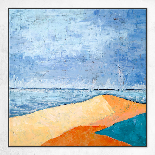 Minimalist Landscape Abstract Original Acrylic Painting, Modern Canvas Wall Art Capturing Coastal Terrain | Beach