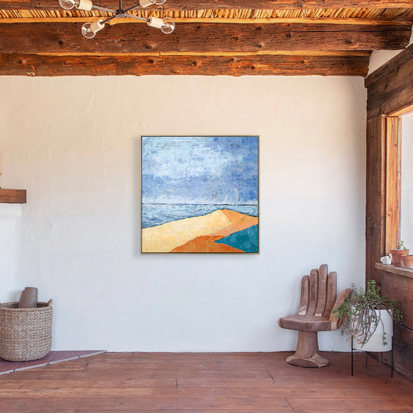 Minimalist Landscape Abstract Original Acrylic Painting, Modern Canvas Wall Art Capturing Coastal Terrain | Beach