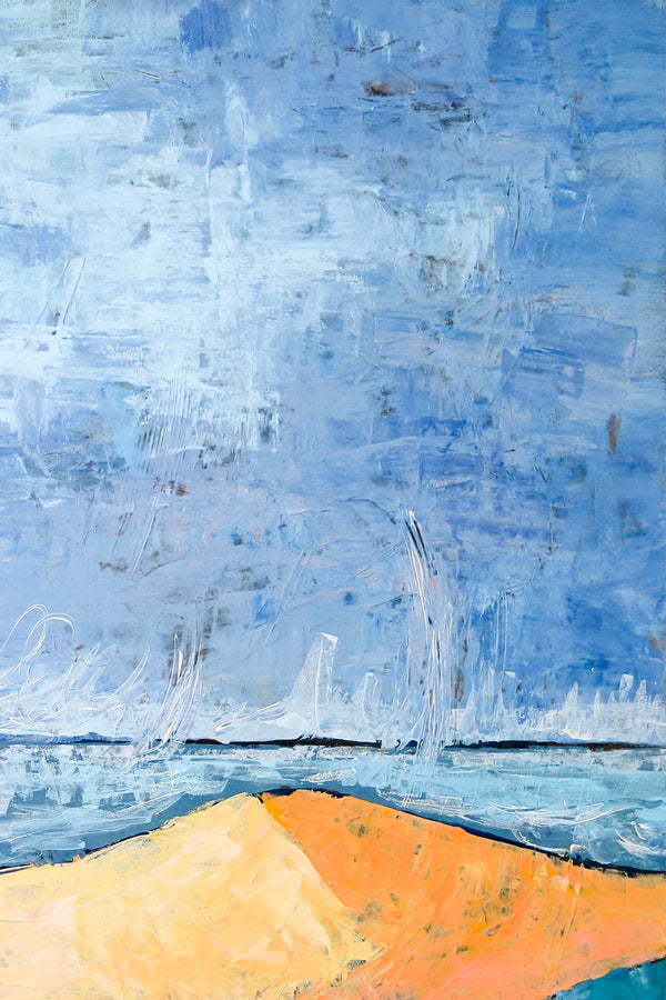 Minimalist Abstract Original Acrylic Painting, Modern Canvas Wall Art of Coastal Terrain | Beach (Vertical Ver.)