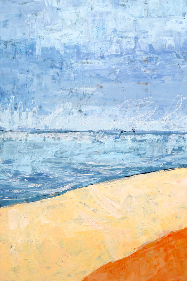 Minimalist Abstract Original Acrylic Painting, Modern Canvas Wall Art of Coastal Terrain | Beach (Vertical Ver.)