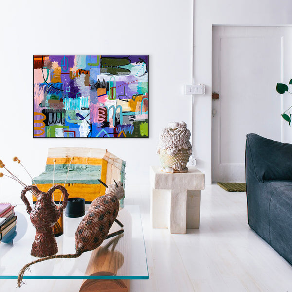 Dynamic Fusion of Colors in Modern Abstract Original Painting, Contemporary Wall Art | Beautiful Sentiment (56"x40")