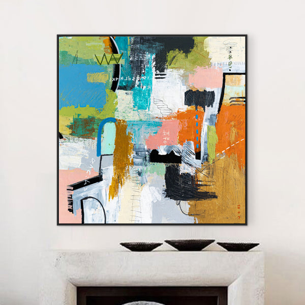 Creative Abstract Colorful Painting, A Bold Contemporary Expressionism Wall Art | Belle I (48"x48")