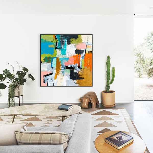 Creative Abstract Colorful Painting, A Bold Contemporary Expressionism Wall Art | Belle I (48"x48")