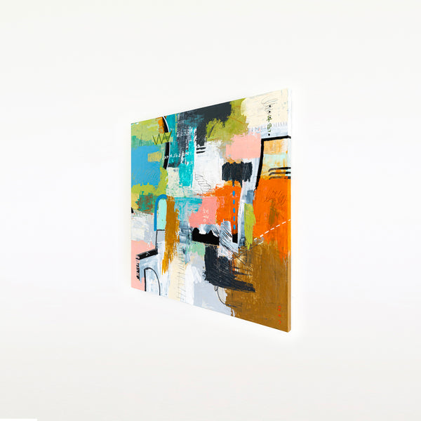 Creative Abstract Colorful Painting, A Bold Contemporary Expressionism Wall Art | Belle I (48"x48")