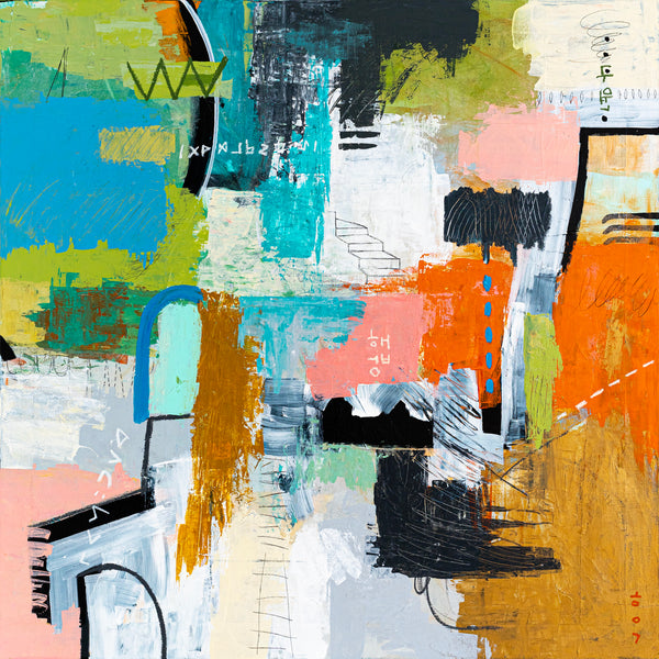 Creative Abstract Colorful Painting, A Bold Contemporary Expressionism Wall Art | Belle I (48"x48")