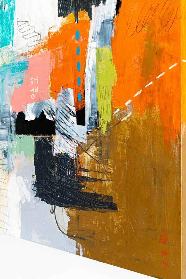 Creative Abstract Colorful Painting, A Bold Contemporary Expressionism Wall Art | Belle I (48"x48")