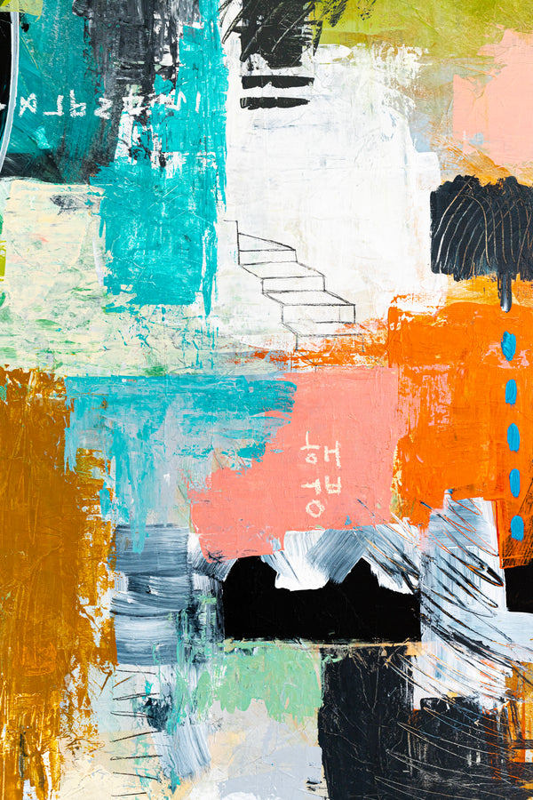 Creative Abstract Colorful Painting, A Bold Contemporary Expressionism Wall Art | Belle I (48"x48")