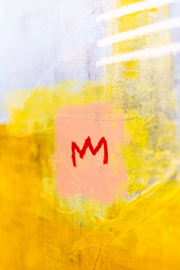 Modern Original Abstract Acrylic Painting, Playful with Bright Yellow Emphasis Large Canvas Wall Art | Belle