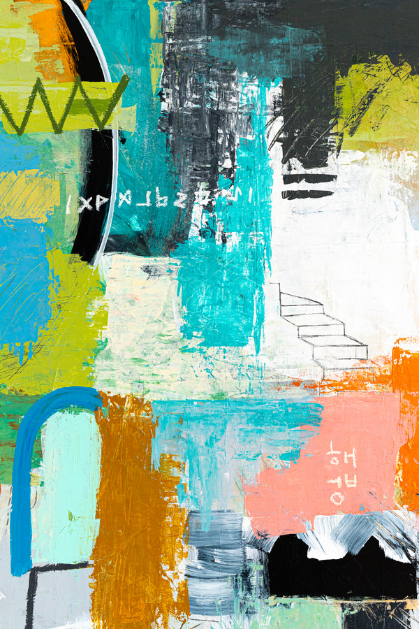 Creative Abstract Colorful Painting, A Bold Contemporary Expressionism Wall Art | Belle I (48"x48")