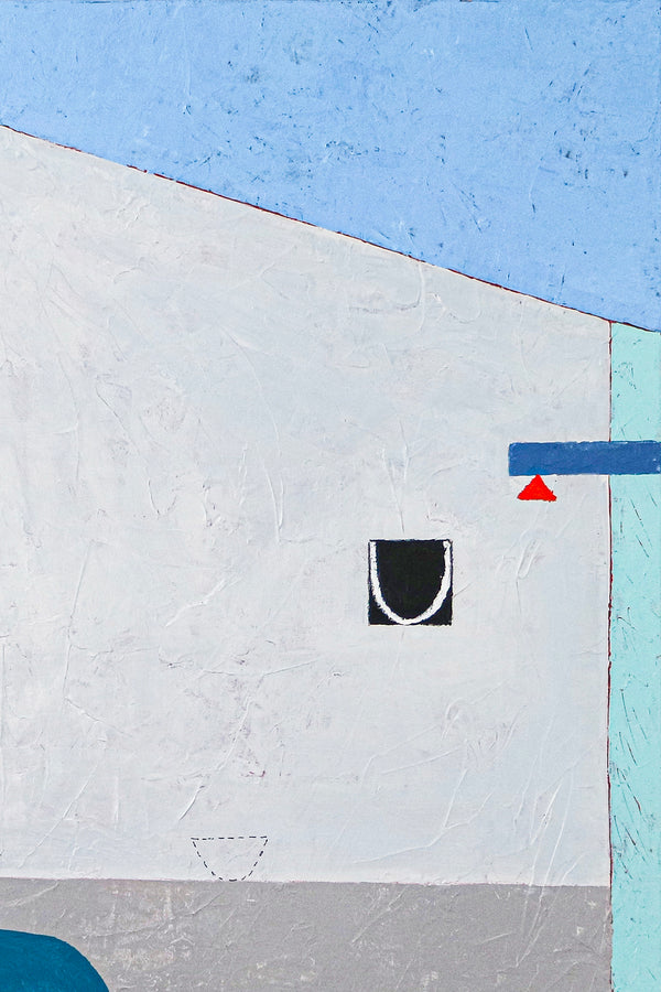Geometric Modern Abstract Original Acrylic Painting, Calm and Warm Contemporary Canvas Wall Art | Blue chair