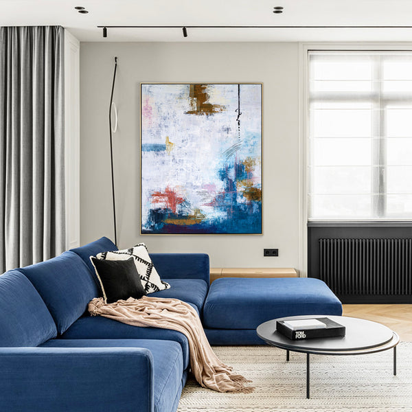 Feast of Vibrant Hues in Modern Abstract Original Painting, Canvas Wall Art Evident Brush Strokes | Blue turquoise