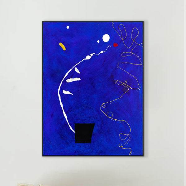 Marine Blue in Modern Abstract Original Oil & Acrylic Painting, Canvas Wall Art with Minimalist Approach | Blue Night (30"x40")