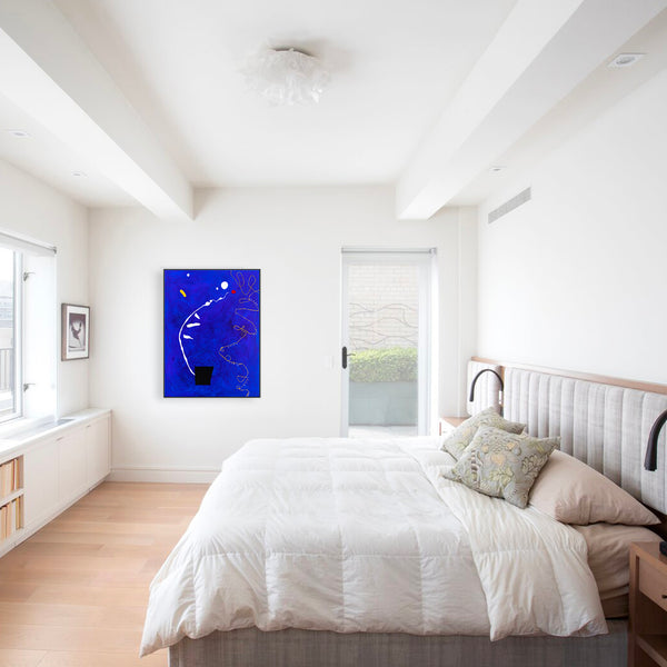 Marine Blue in Modern Abstract Original Oil & Acrylic Painting, Canvas Wall Art with Minimalist Approach | Blue Night (30"x40")