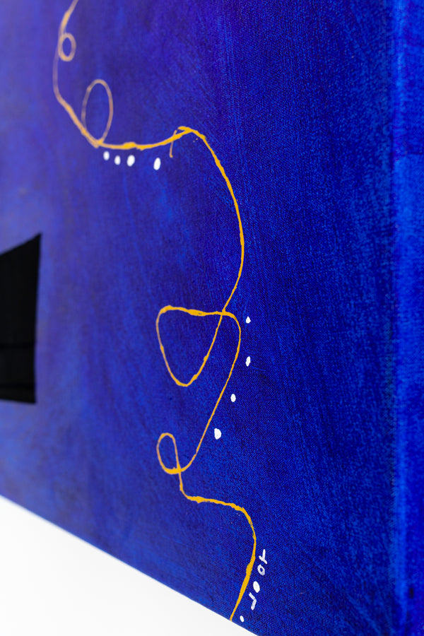 Marine Blue in Modern Abstract Original Oil & Acrylic Painting, Canvas Wall Art with Minimalist Approach | Blue Night (30"x40")