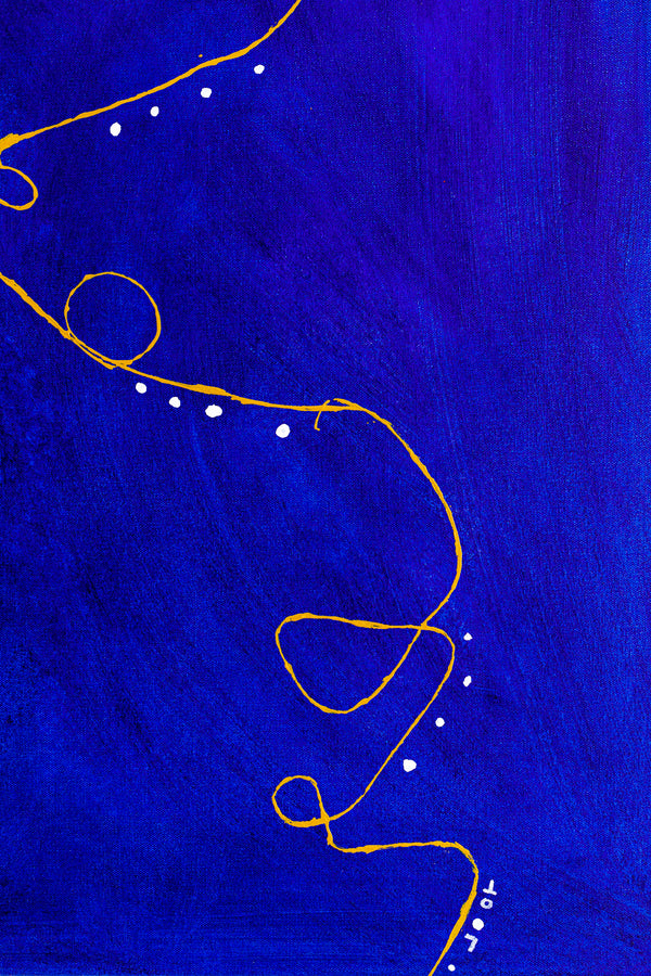 Marine Blue in Modern Abstract Original Oil & Acrylic Painting, Canvas Wall Art with Minimalist Approach | Blue Night (30"x40")