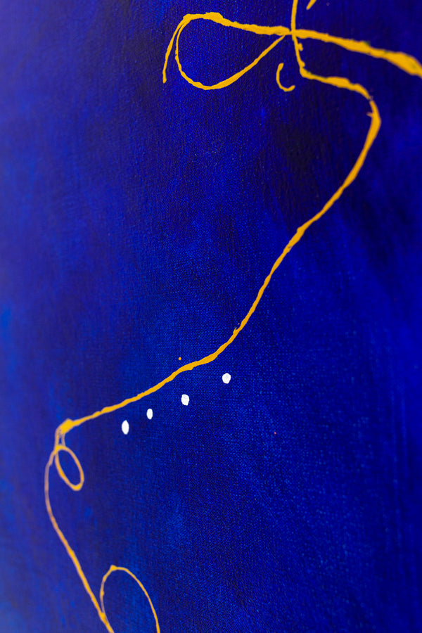 Marine Blue in Modern Abstract Original Oil & Acrylic Painting, Canvas Wall Art with Minimalist Approach | Blue Night (30"x40")