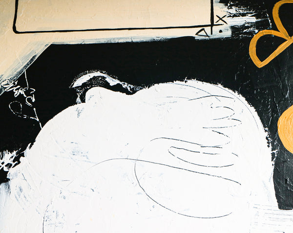 Bold Composition in Black and White, Extra-Large Modern Abstract Expressionism Painting | But what if (80"x60")