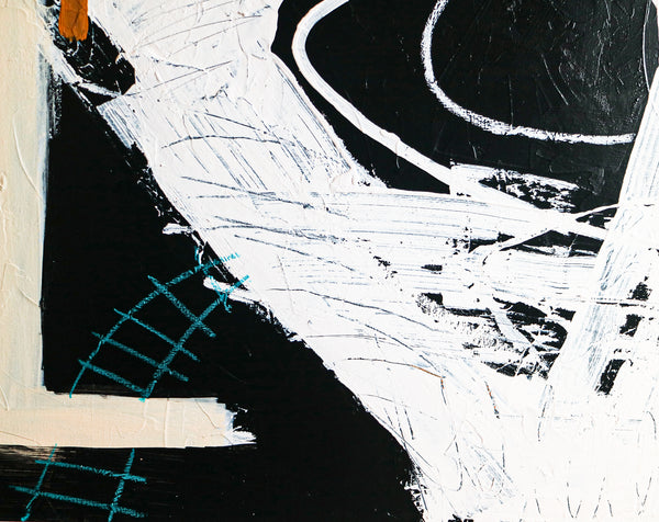 Bold Composition in Black and White, Extra-Large Modern Abstract Expressionism Painting | But what if (80"x60")