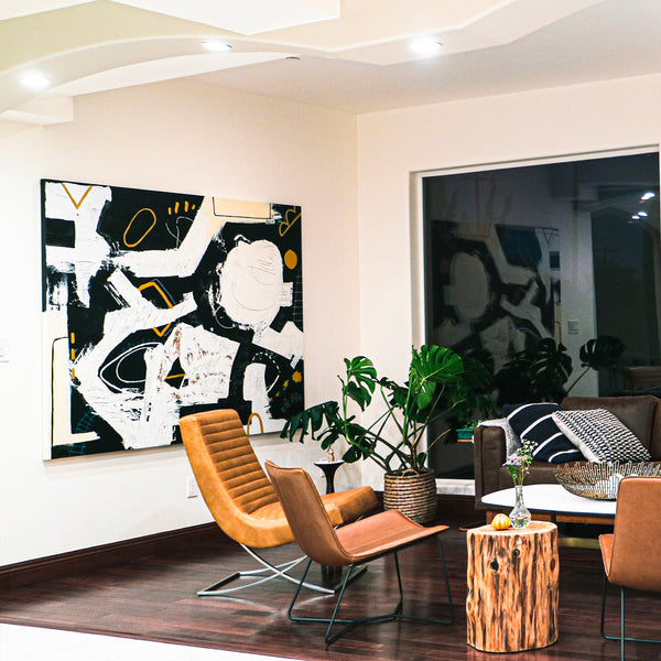 Bold Composition in Black and White, Extra-Large Modern Abstract Expressionism Painting | But what if (80"x60")