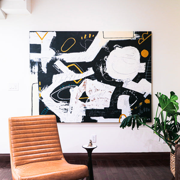 Bold Composition in Black and White, Extra-Large Modern Abstract Expressionism Painting | But what if (80"x60")