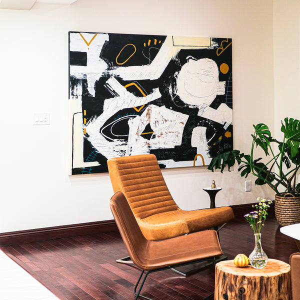 Bold Composition in Black and White, Extra-Large Modern Abstract Expressionism Painting | But what if (80"x60")