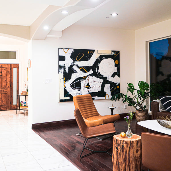 Bold Composition in Black and White, Extra-Large Modern Abstract Expressionism Painting | But what if (80"x60")