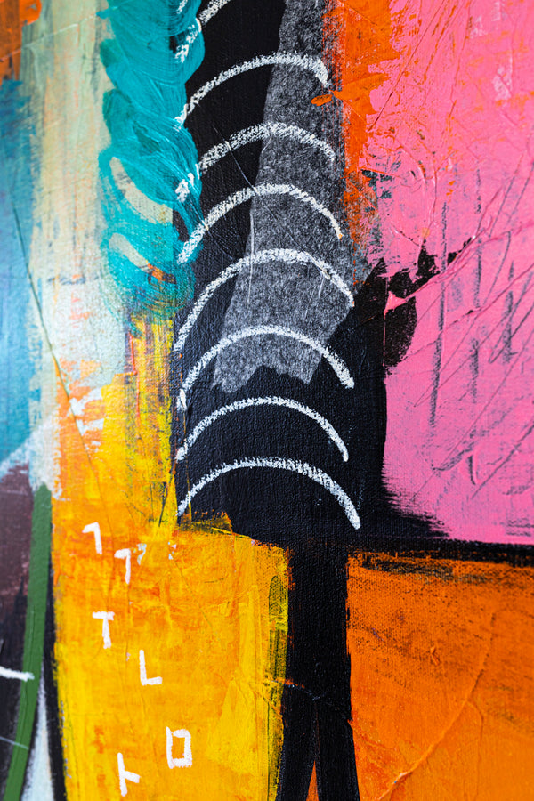 Vibrant Modern Abstract Painting, Unrestrained Expressions in Canvas Wall Art | Cadmium orange mindscape (60"x48")