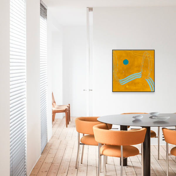 Vision of Oxide Yellow in Modern Abstract Original Oil & Acrylic Painting, Canvas Wall Art in Contemporary Style | Caelum (36"x36")