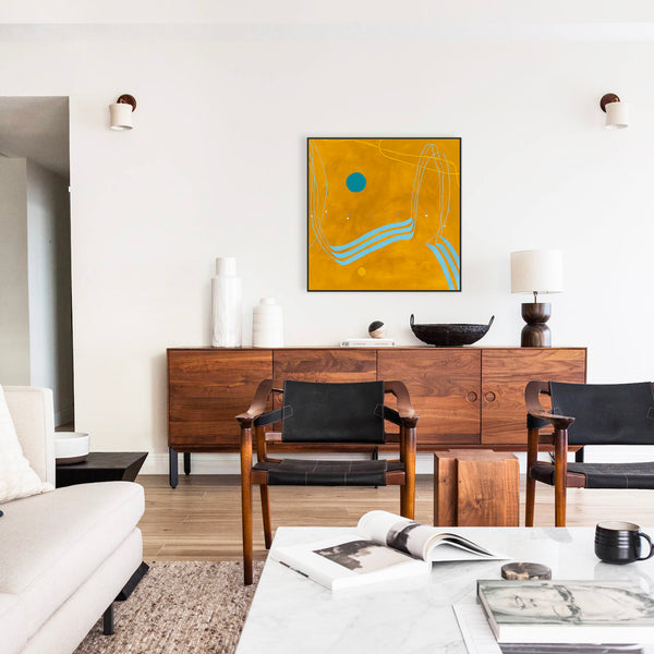 Vision of Oxide Yellow in Modern Abstract Original Oil & Acrylic Painting, Canvas Wall Art in Contemporary Style | Caelum (36"x36")