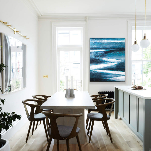 Original Abstract Acrylic Painting in Dark Blue Tones, Large Modern Expressionist Canvas Wall Art Journey | Channel