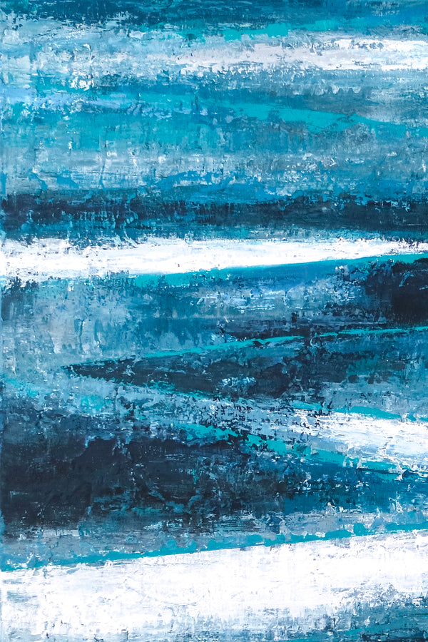 Original Abstract Acrylic Painting in Dark Blue Tones, Large Modern Expressionist Canvas Wall Art Journey | Channel