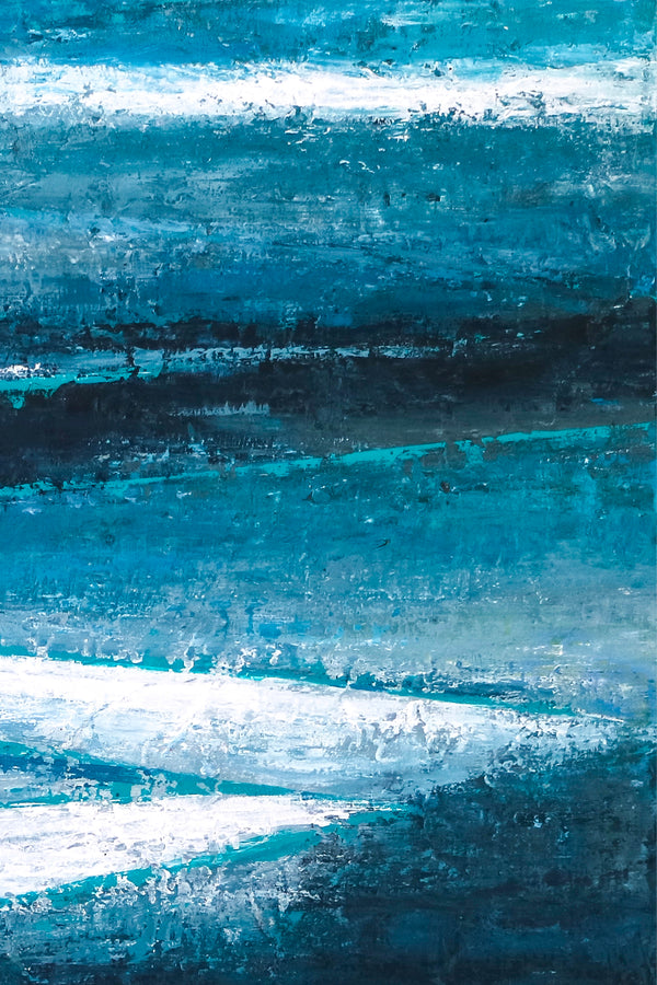 Original Abstract Acrylic Painting in Dark Blue Tones, Large Modern Expressionist Canvas Wall Art Journey | Channel