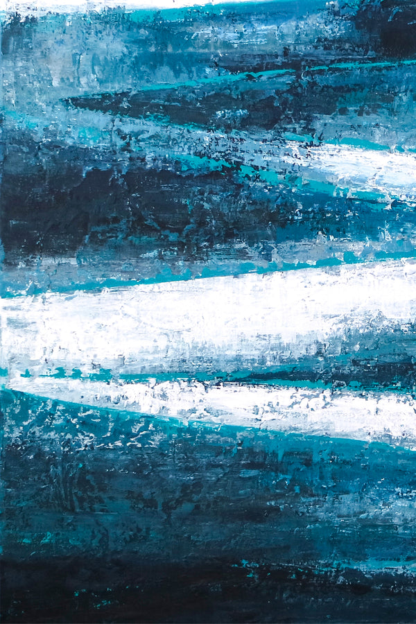 Original Abstract Acrylic Painting in Dark Blue Tones, Large Modern Expressionist Canvas Wall Art Journey | Channel