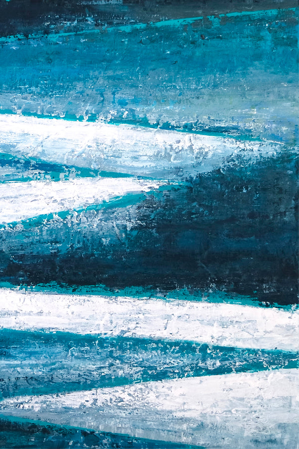 Original Abstract Acrylic Painting in Dark Blue Tones, Large Modern Expressionist Canvas Wall Art Journey | Channel