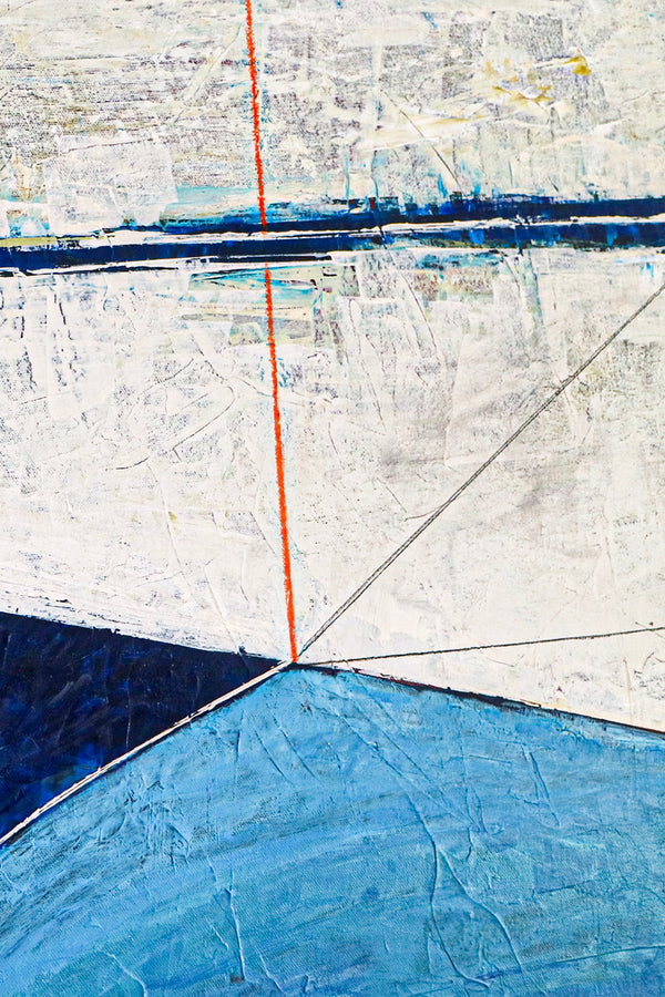 Classic & Modern Geometric Abstract Painting in Acrylic, Contemporary Blue Large Modern Canvas Wall Art | Circa