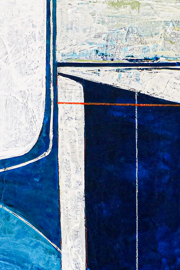Classic & Modern Geometric Abstract Painting in Acrylic, Contemporary Blue Large Modern Canvas Wall Art | Circa