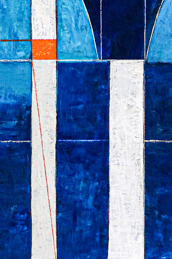 Classic & Modern Geometric Abstract Painting in Acrylic, Contemporary Blue Large Modern Canvas Wall Art | Circa
