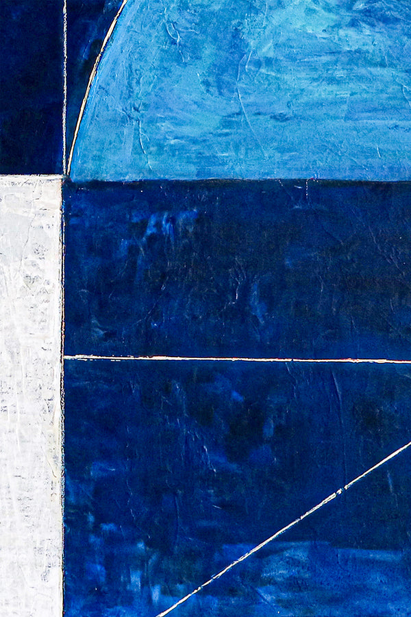 Classic & Modern Geometric Abstract Painting in Acrylic, Contemporary Blue Large Modern Canvas Wall Art | Circa