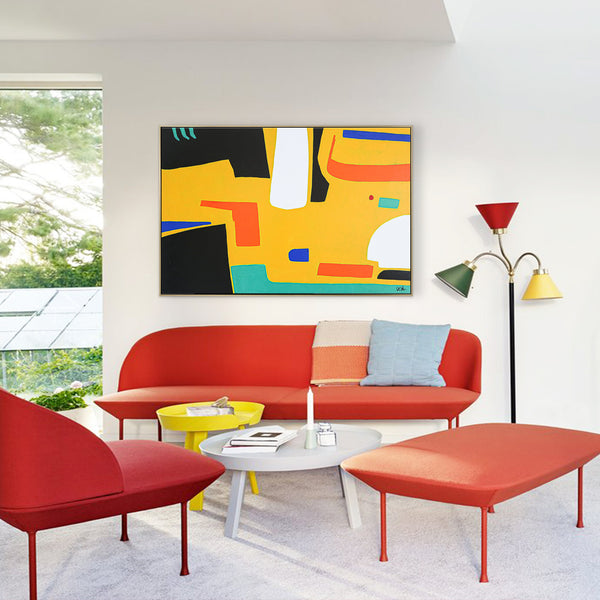 Playful Balanced Original Abstract Painting in Acrylic, Modern Contemporary Large Canvas Wall Art | Cogito II