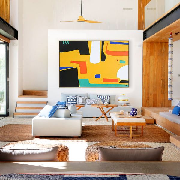 Playful Balanced Original Abstract Painting in Acrylic, Modern Contemporary Large Canvas Wall Art | Cogito II