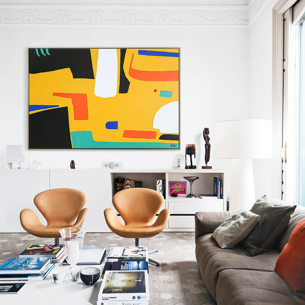 Playful Balanced Original Abstract Painting in Acrylic, Modern Contemporary Large Canvas Wall Art | Cogito II