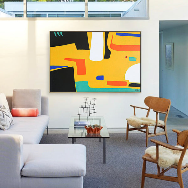 Playful Balanced Original Abstract Painting in Acrylic, Modern Contemporary Large Canvas Wall Art | Cogito II