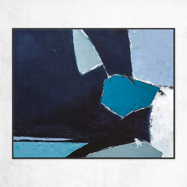 Minimalist Original Abstract Acrylic Painting, Joyful Dive into Blue in Modern Canvas Wall Art | Come out to play